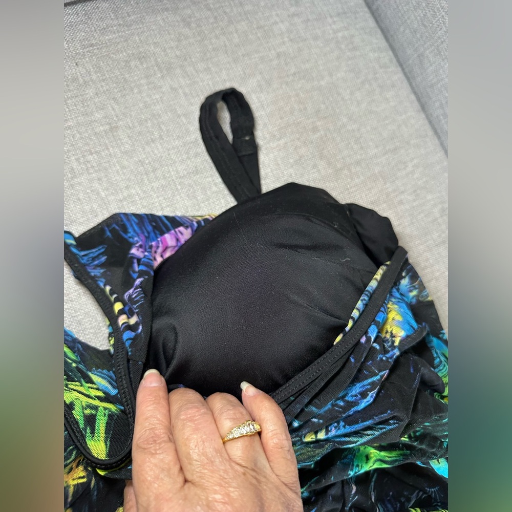 Torrid Black Swimdress with Neon Palm Print - Picture 6 of 12